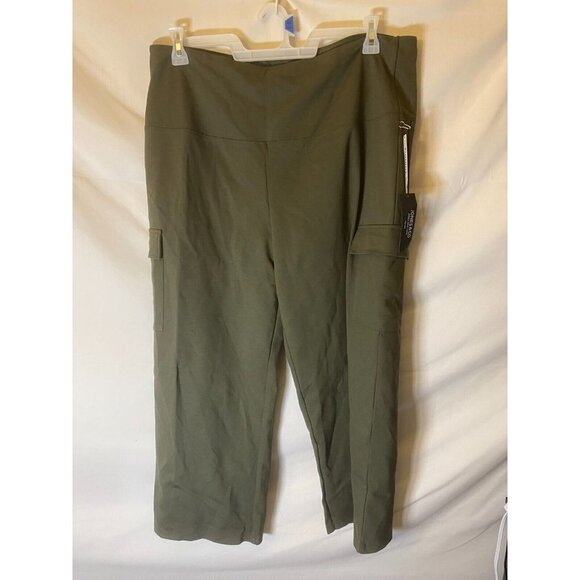 NWT New Womens Plus Size 22W 24W 2X Army Green workout Leggings Pants Stretch - Picture 1 of 2